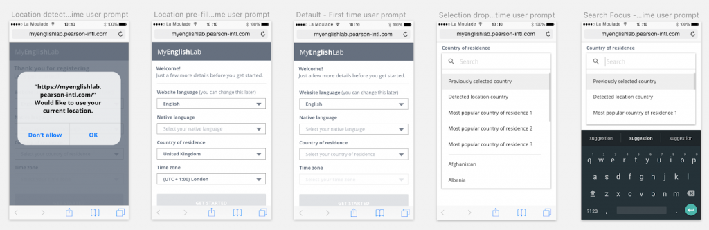 Additional data capture wireframes